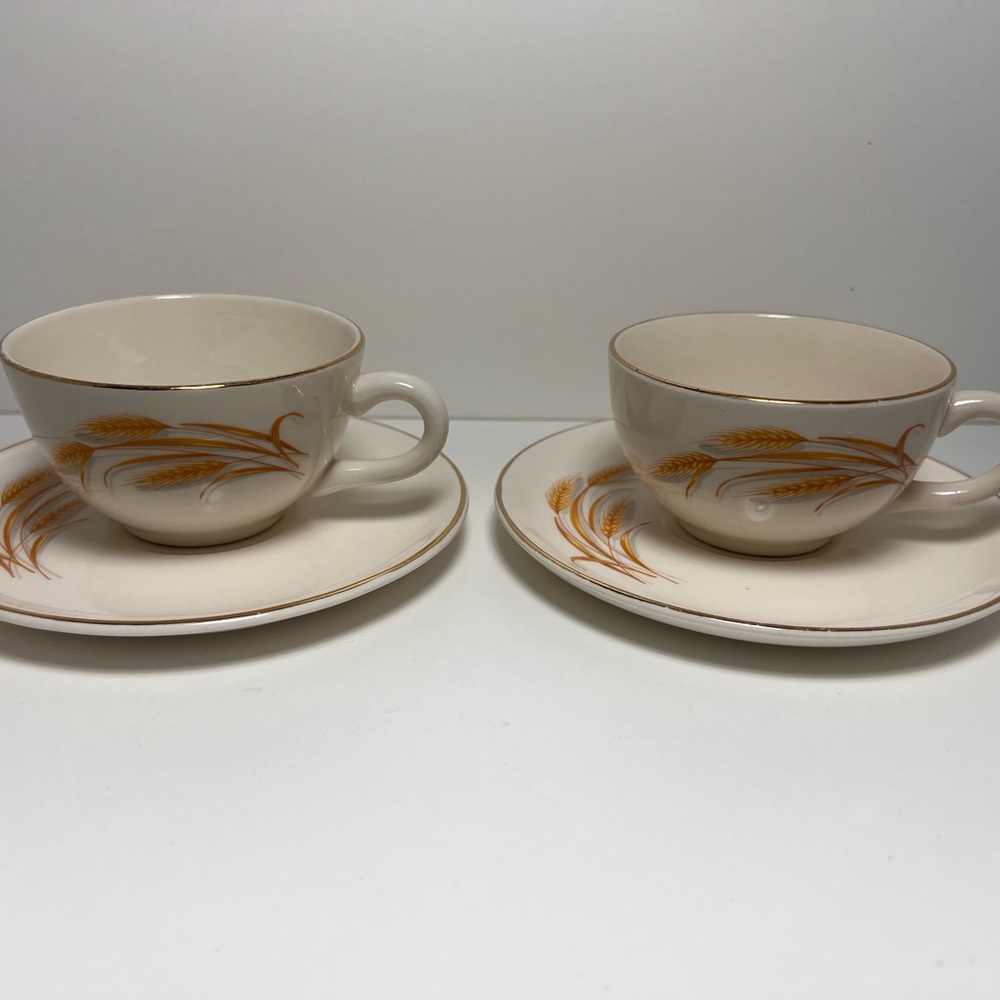 3/$25 SALE! Vintage Homer Laughlin Golden Wheat Pattern Teacup‎ and Saucer Set